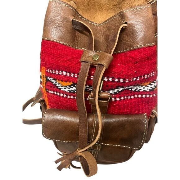 Moroccan leather backpack boho unisex - Picture 2 of 8